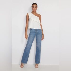 NWT AMUR Femi One Shoulder Ruffle T-Shirt Size Large